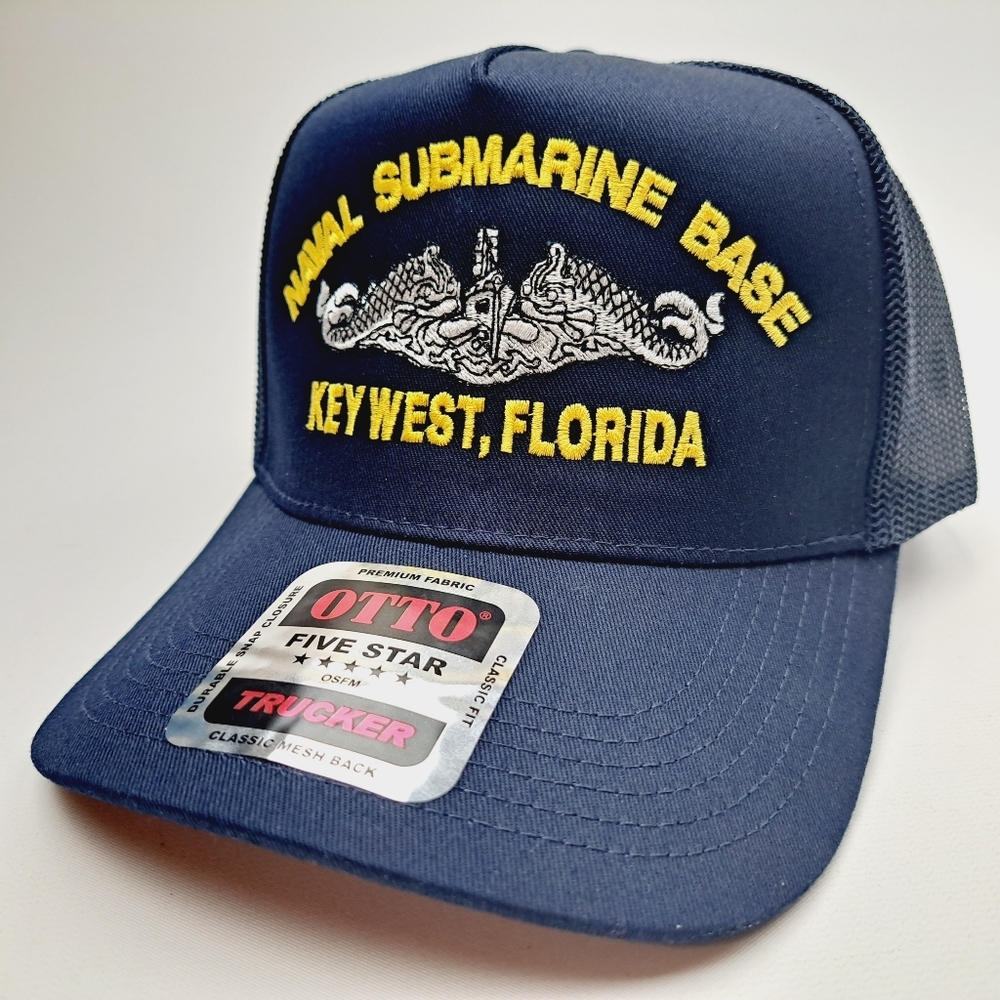 Naval Submarine Base Key West Florida Hat Cap Mesh Snapback Blue - Picture 2 of 4